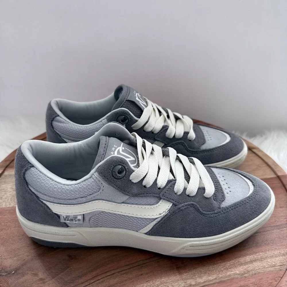 Vans Rowan‎ 2 Low Top Skate Shoes Mens 7 US Grey White Suede Leather Sneakers